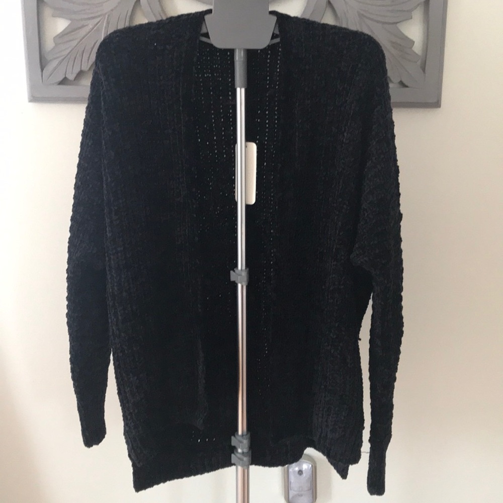 Black chenille cardigan size medium
